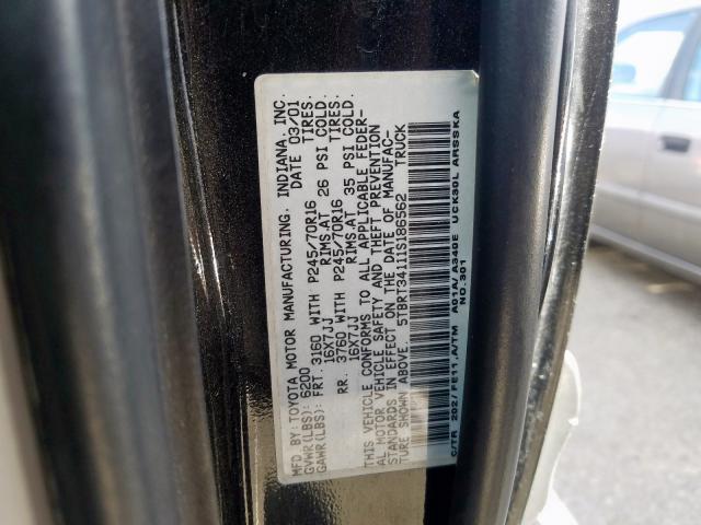 5TBRT34111S186562 - 2001 TOYOTA TUNDRA ACCESS CAB  照片 10