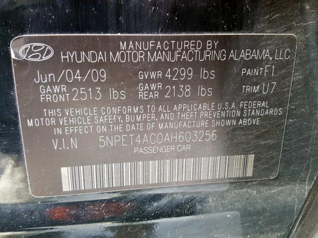 5NPET4AC0AH603256 - 2010 HYUNDAI SONATA GLS  photo 10