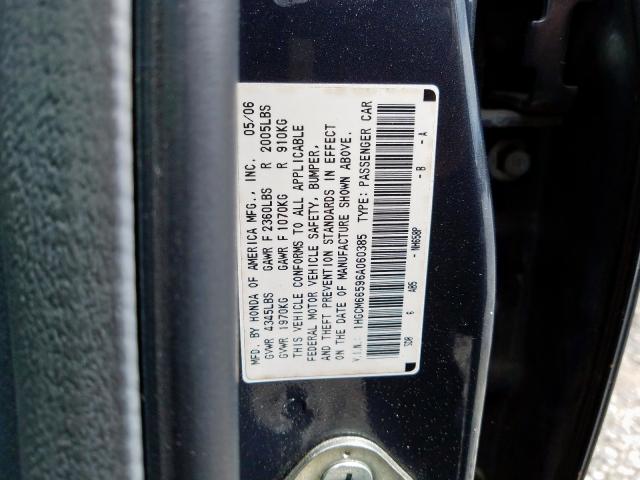 1HGCM66596A060385 - 2006 HONDA ACCORD EX  photo 10