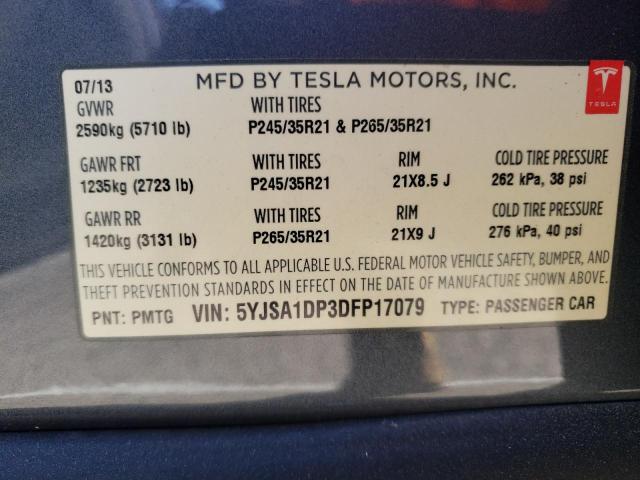5YJSA1DP3DFP17079 - 2013 TESLA MODEL S Boz foto 10