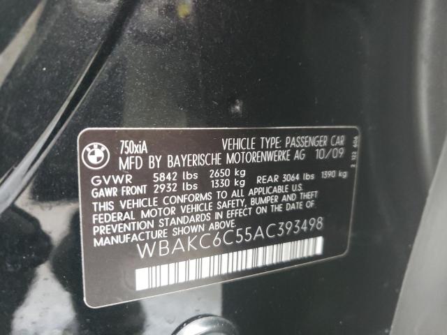 WBAKC6C55AC393498 - 2010 BMW 750 I XDRIVE BLACK photo 10