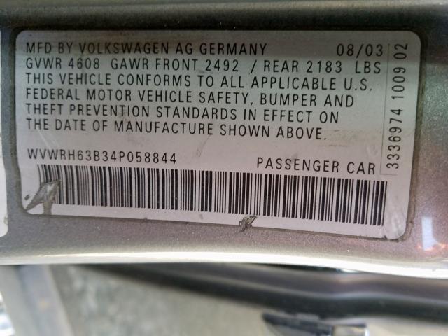 WVWRH63B34P058844 - 2004 VOLKSWAGEN PASSAT GLX  foto 10
