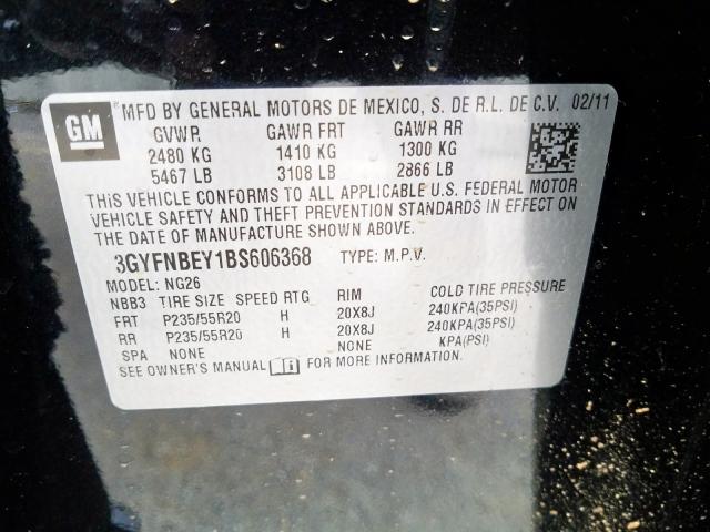 3GYFNBEY1BS606368 - 2011 CADILLAC SRX PERFORMANCE COLLECTION  фото 10