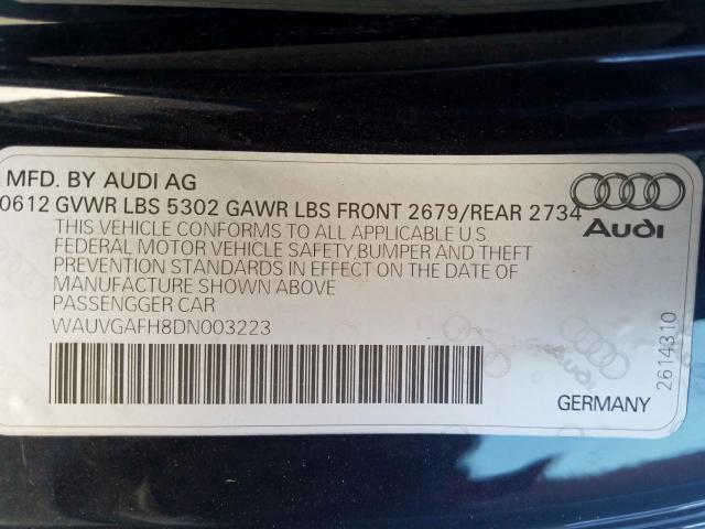 WAUVGAFH8DN003223 - 2013 AUDI S5 PRESTIGE  photo 10