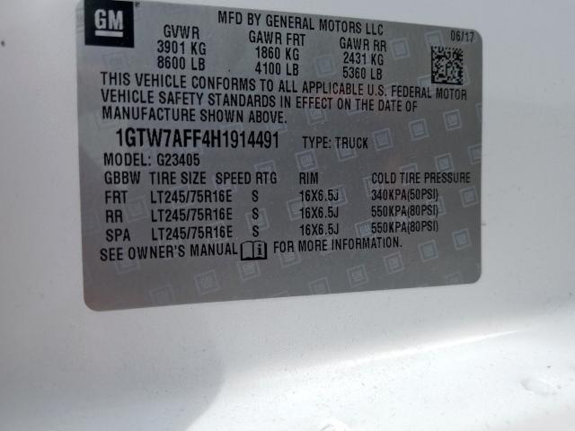 1GTW7AFF4H1914491 - 2017 GMC SAVANA G2500  photo 10