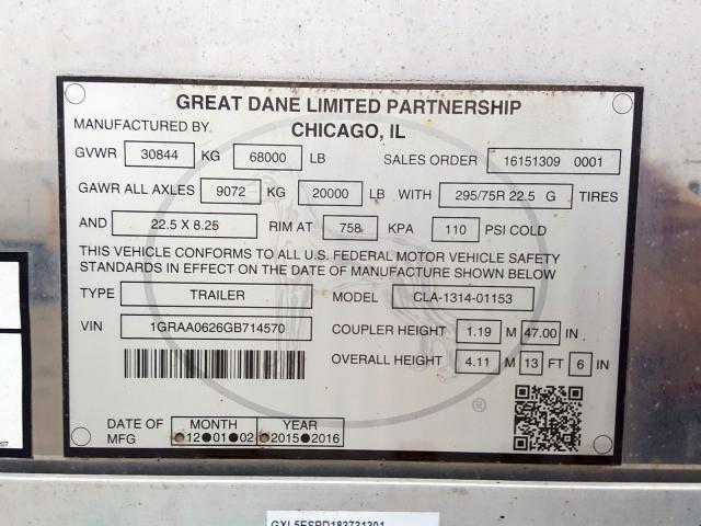 1GRAA0626GB714570 - 2016 UTILITY TRAILER  foto 10