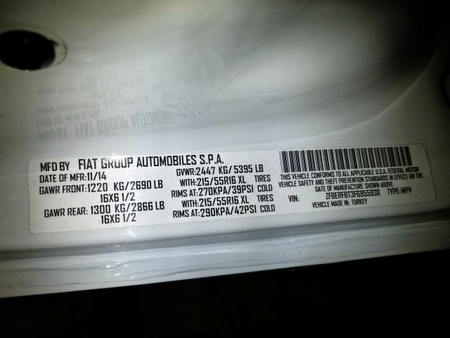 ZFBERFBT3F6955938 - 2015 RAM PROMASTER CITY SLT  照片 10