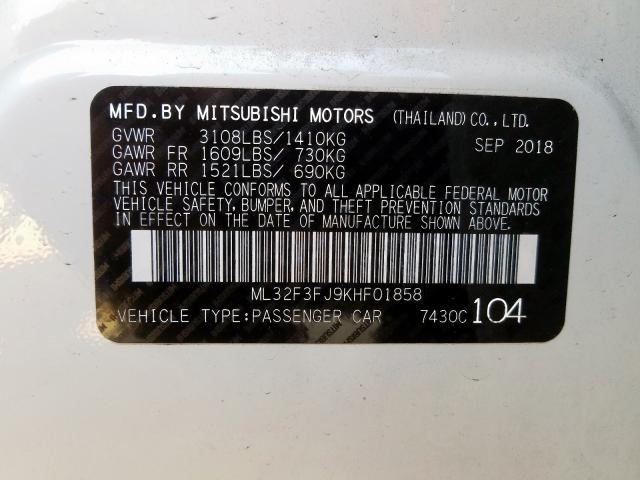 ML32F3FJ9KHF01858 - 2019 MITSUBISHI MIRAGE G4 ES  фото 10