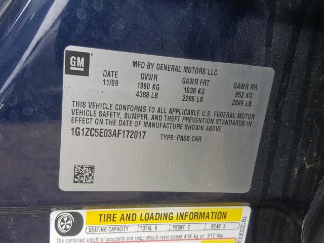 1G1ZC5E03AF172017 - 2010 CHEVROLET MALIBU 1LT  照片 10