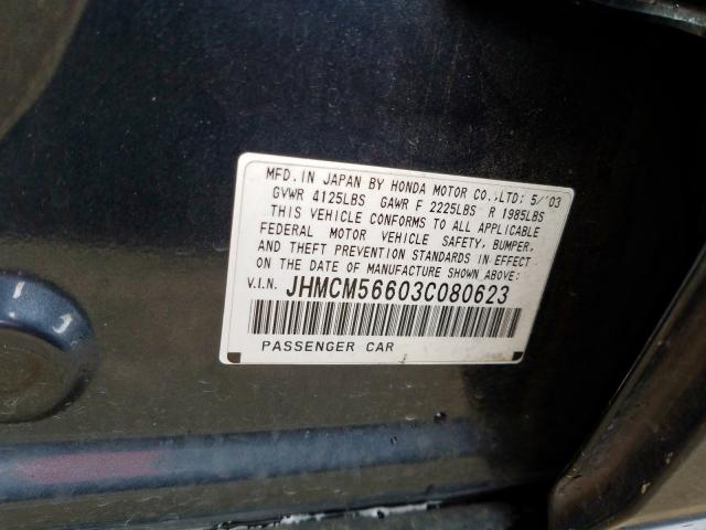 JHMCM56603C080623 - 2003 HONDA ACCORD EX  photo 10