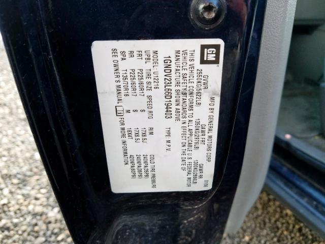 1GNDV23L66D194403 - 2006 CHEVROLET UPLANDER LS  照片 10