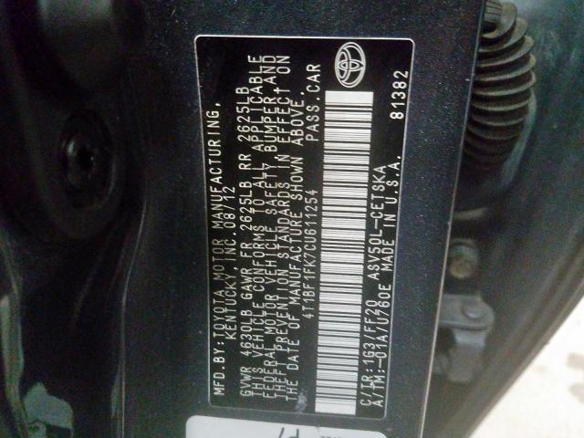 4T1BF1FK7CU611254 - 2012 TOYOTA CAMRY BASE  photo 10