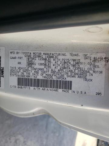 5TFTX4CN6EX041142 - 2014 TOYOTA TACOMA ACCESS CAB Ақ фото 10