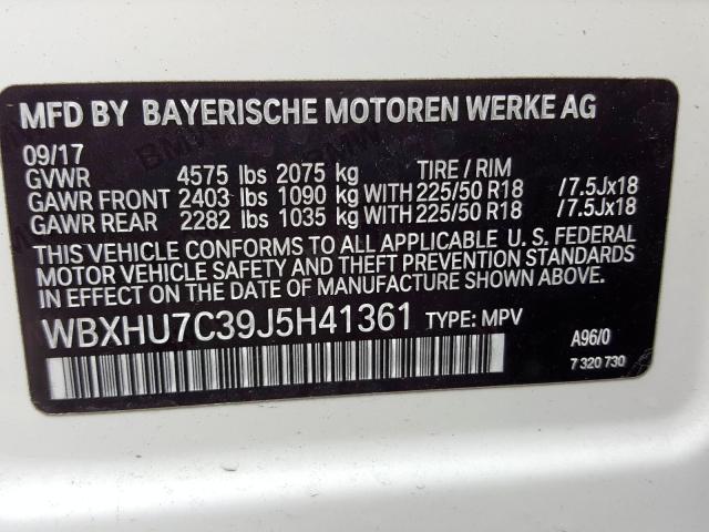 WBXHU7C39J5H41361 - 2018 BMW X1 SDRIVE28I  photo 10