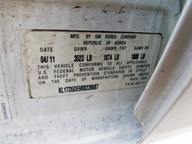 KL1TD5DE9BB239887 - 2011 CHEVROLET AVEO LS  ფოტო 10