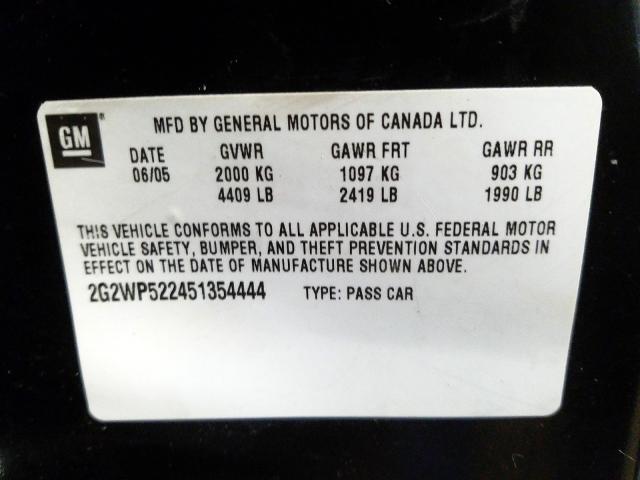 2G2WP522451354444 - 2005 PONTIAC GRAND PRIX  photo 10