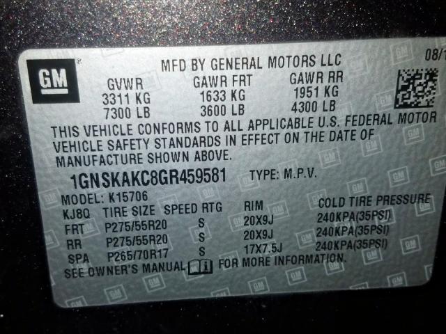 1GNSKAKC8GR459581 - 2016 CHEVROLET TAHOE K1500 LS  photo 10