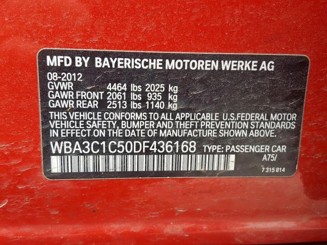 WBA3C1C50DF436168 - 2013 BMW 328 I SULEV  photo 10