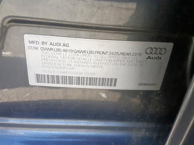 WAULC68E45A061020 - 2005 AUDI A4 1.8T QUATTRO  photo 10