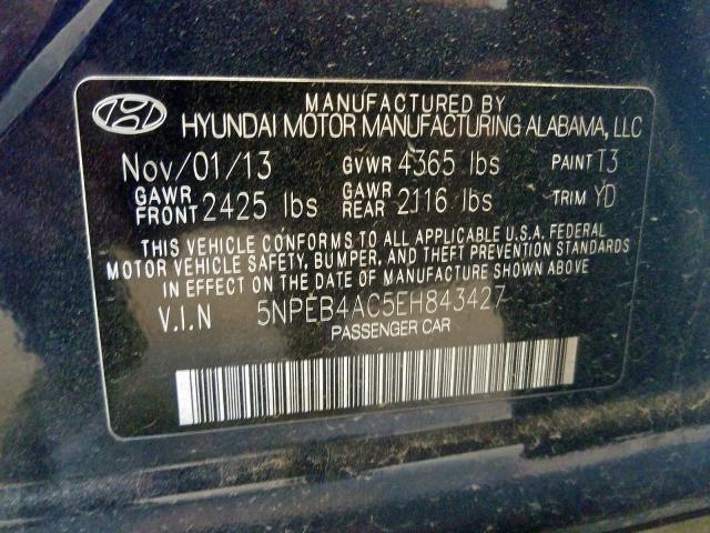 5NPEB4AC5EH843427 - 2014 HYUNDAI SONATA GLS  photo 10