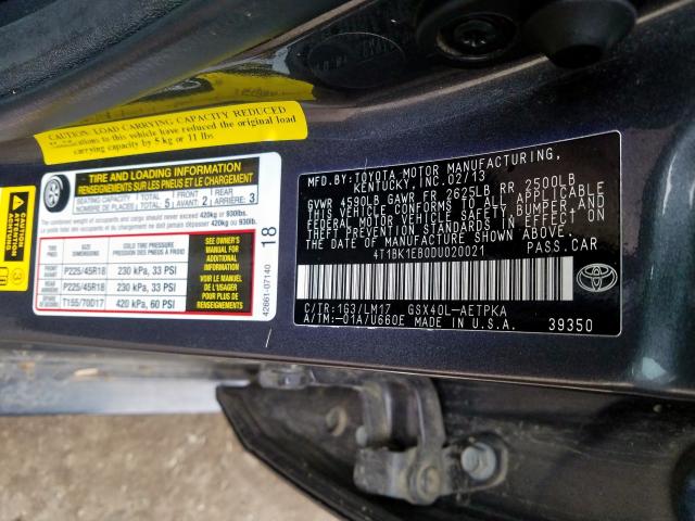 4T1BK1EB0DU020021 - 2013 TOYOTA AVALON BASE  фото 10