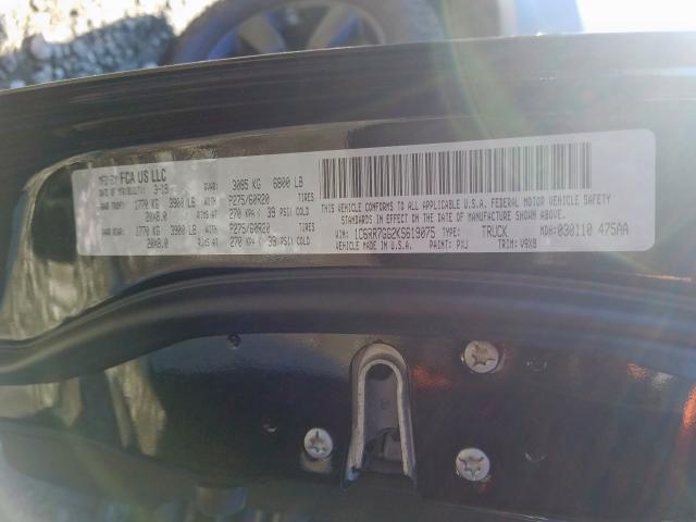 1C6RR7GG2KS619075 - 2019 RAM 1500 CLASSIC SLT  photo 10