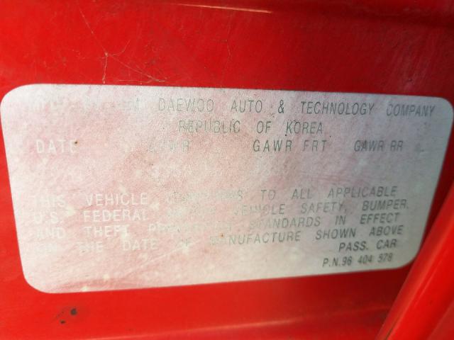 KL1TD52665B335749 - 2005 CHEVROLET AVEO BASE  photo 10