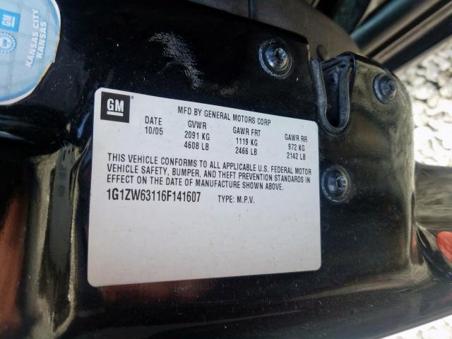 1G1ZW63116F141607 - 2006 CHEVROLET MALIBU MAXX SS  photo 10