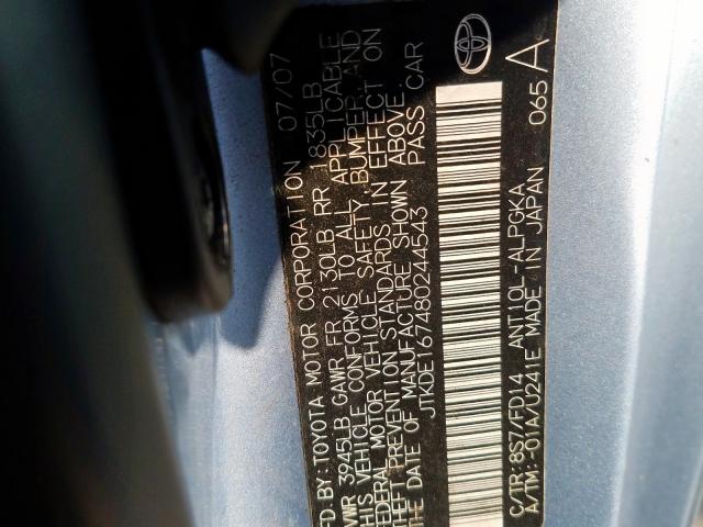 JTKDE167480244543 - 2008 TOYOTA SCION TC  ფოტო 10