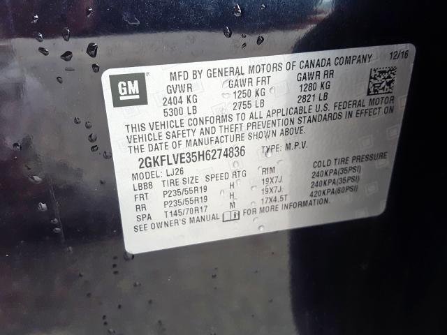 2GKFLVE35H6274836 - 2017 GMC TERRAIN DENALI  photo 10