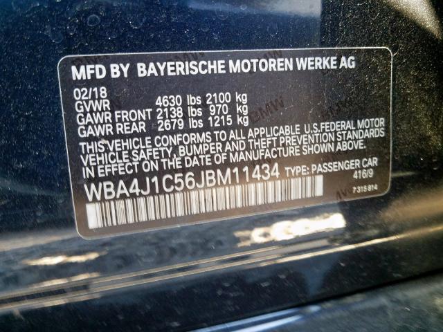 WBA4J1C56JBM11434 - 2018 BMW 430I GRAN COUPE  photo 10