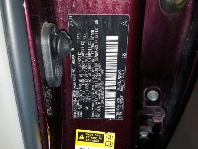 5TDBK3EH0BS062209 - 2011 TOYOTA HIGHLANDER BASE  صورة 10
