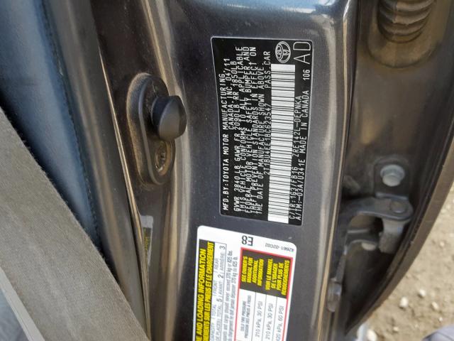 2T1BU4EE1BC623547 - 2011 TOYOTA COROLLA BASE  照片 10