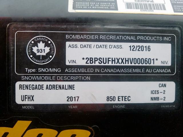 2BPSUFHXXHV000601 - 2017 SKI DOO RENEGADE  photo 10