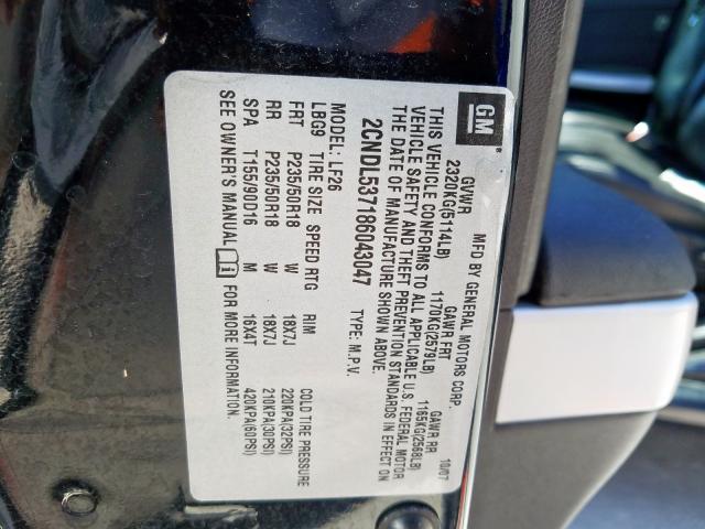 2CNDL537186043047 - 2008 CHEVROLET EQUINOX SPORT  photo 10