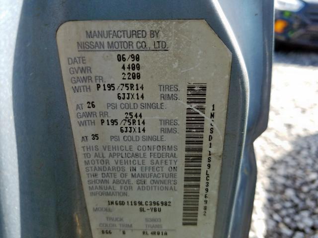 1N6SD11S9LC396982 - 1990 NISSAN D21 SHORT BED  photo 10