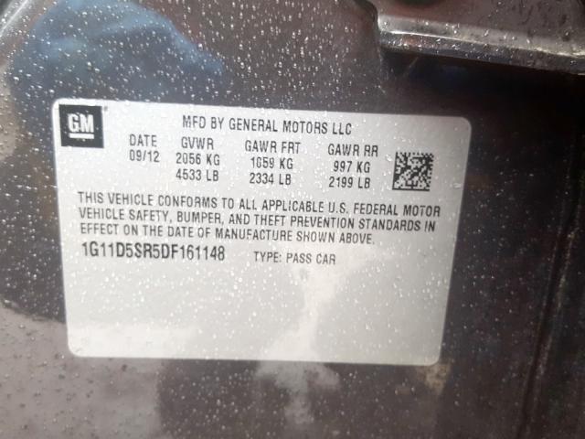 1G11D5SR5DF161148 - 2013 CHEVROLET MALIBU 1LT  照片 10