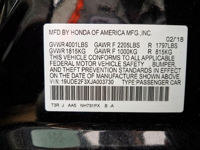 19UDE2F3XJA003730 - 2018 ACURA ILX BASE WATCH PLUS  photo 10