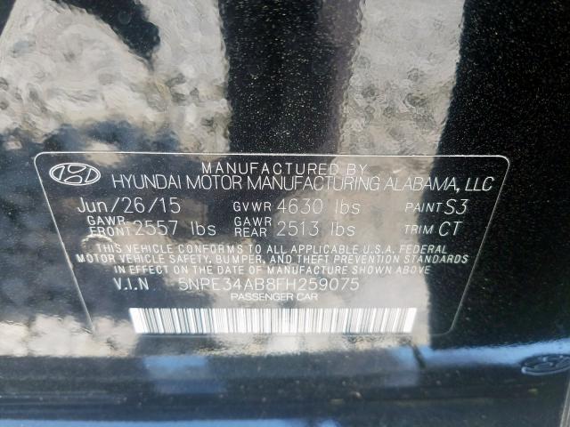 5NPE34AB8FH259075 - 2015 HYUNDAI SONATA SPORT  Foto 10