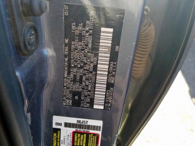 5TFRT54157X008319 - 2007 TOYOTA TUNDRA DOUBLE CAB SR5  photo 10