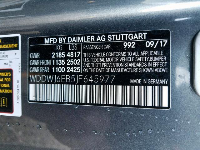 WDDWJ6EB5JF645977 - 2018 MERCEDES-BENZ C 43 4MATIC AMG  photo 10