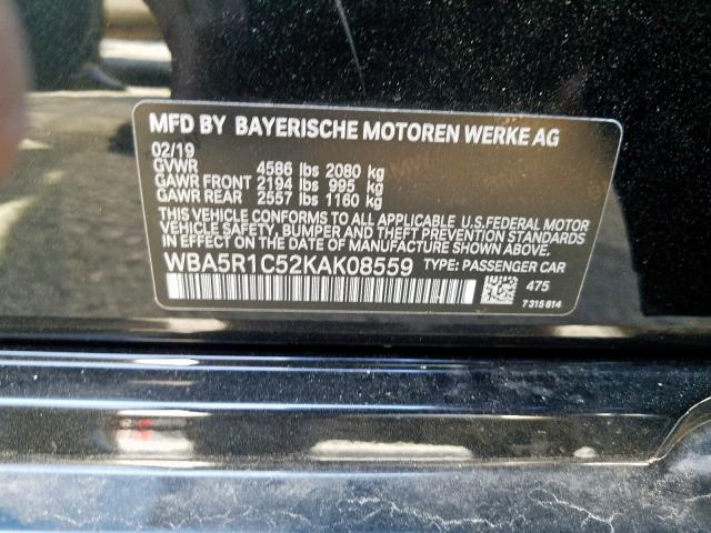 WBA5R1C52KAK08559 - 2019 BMW 330I  photo 10