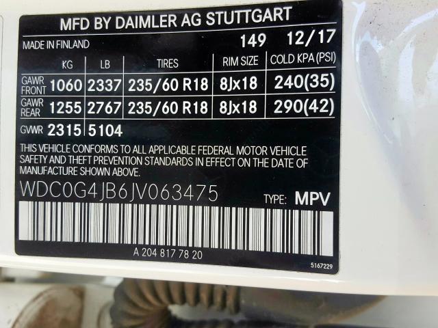 WDC0G4JB6JV063475 - 2018 MERCEDES-BENZ GLC 300  photo 10