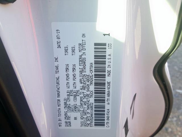 5TFRX5GN4KX160832 - 2019 TOYOTA TACOMA ACCESS CAB  ფოტო 10