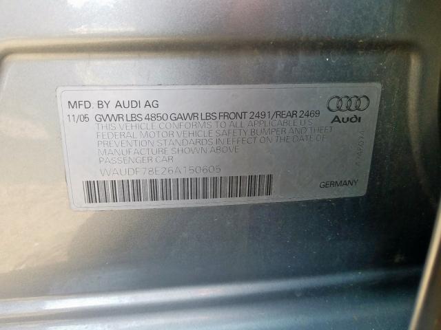 WAUDF78E26A150605 - 2006 AUDI A4 2.0T QUATTRO  photo 10