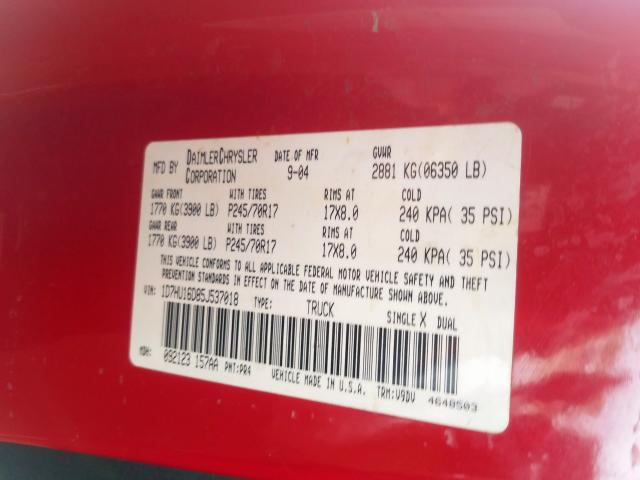 1D7HU16D85J537018 - 2005 DODGE RAM 1500 ST  photo 10