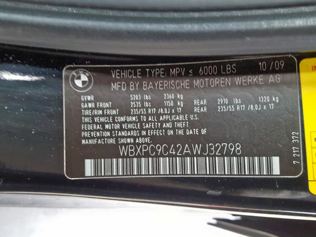 WBXPC9C42AWJ32798 - 2010 BMW X3 XDRIVE30I  photo 10