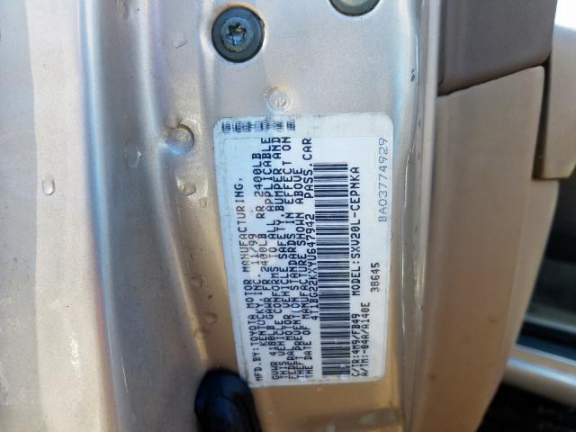 4T1BG22KXYU647942 - 2000 TOYOTA CAMRY CE  photo 10