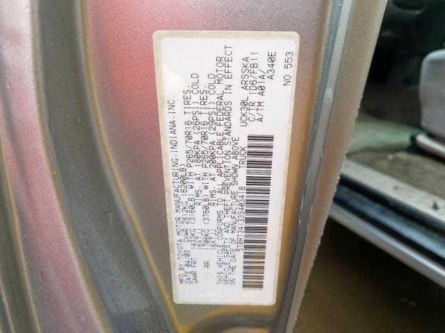 5TBRT34133S403418 - 2003 TOYOTA TUNDRA ACCESS CAB SR5  photo 10