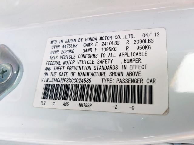 JH4CU2F8XCC024589 - 2012 ACURA TSX SE  photo 10